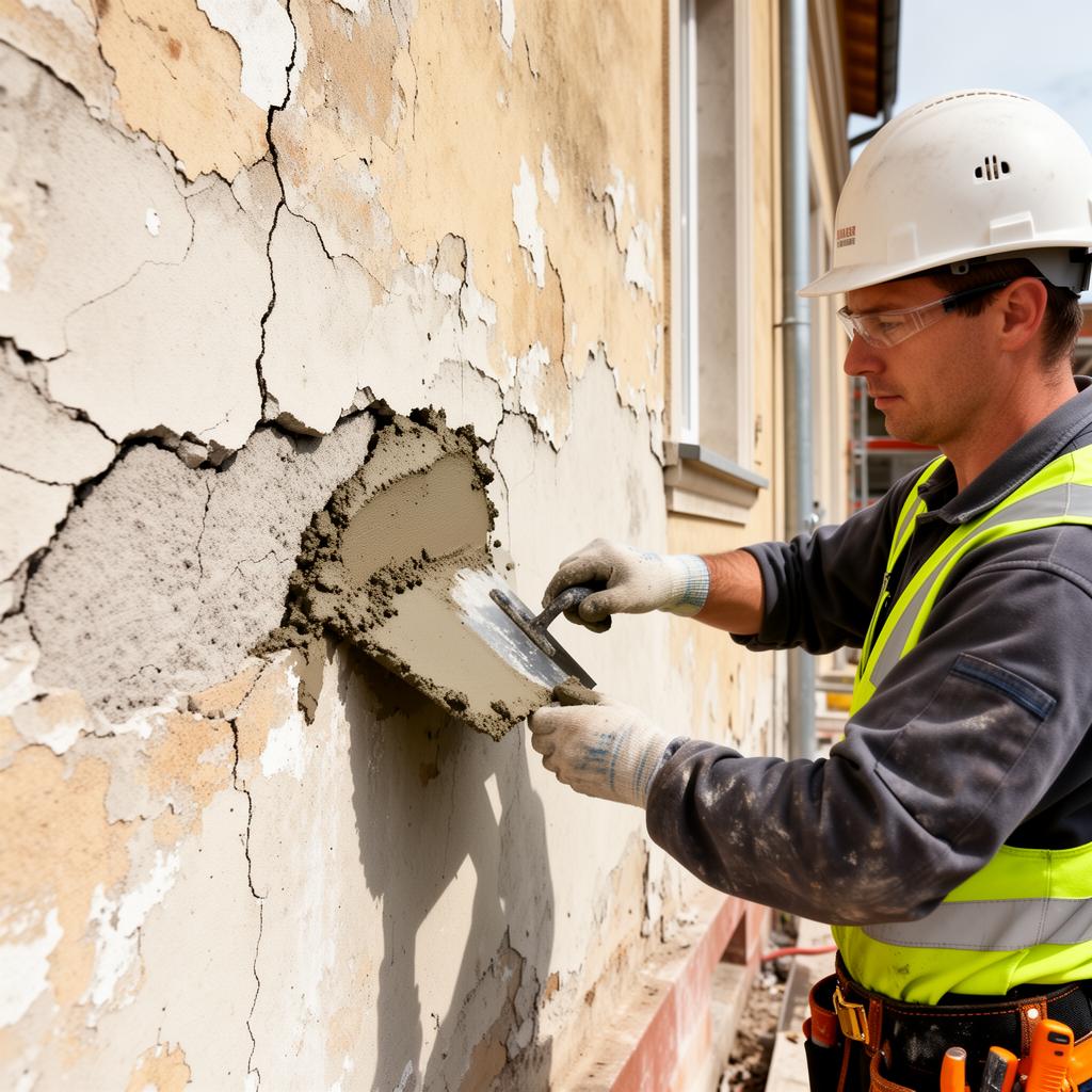Risse in der Fassade reparieren